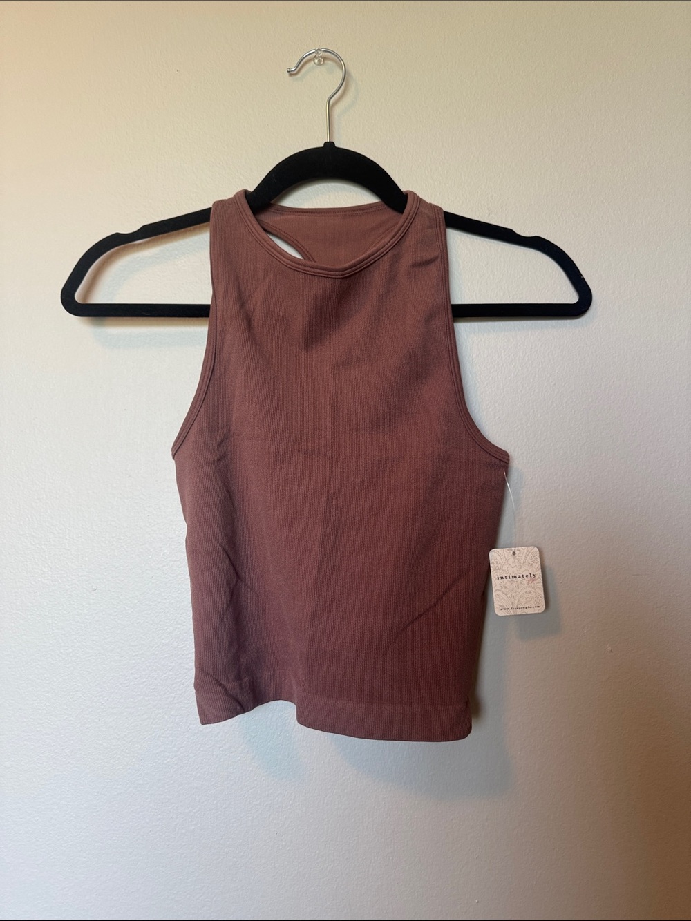 NWT Free People Intimately Ribbed Crop Tank Top Mauve Brown
